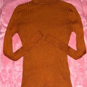 Nine West Women's Ribbed Turtleneck Sweater - Burnt Orange